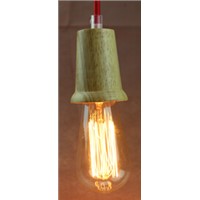 Simple vintage light / wood pendant light with edison bulb