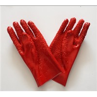 27cm Elbow length Red Chip Palm anti-skidding pvc gloves