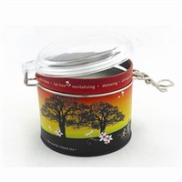 round tea tin box with lock