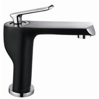 Single lever hot cold water basin faucet