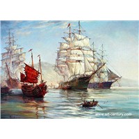 Ship painting on canvas