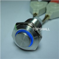 16mm anti-vandel vandel proof metal push button switch with high flat button
