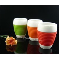 Ceramic Porcelain Coffee Cup with Silicone Sleeve