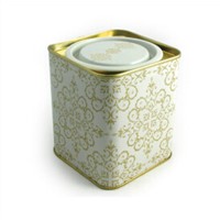 elegant square tea tin can