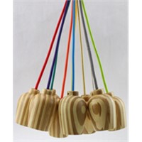 Made in zhongshan wood pendant light with colorful fabric cable