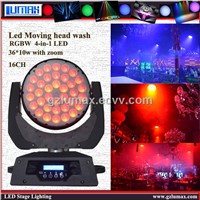LED Moving Head Wash 36*10w With Zoom Color Mixing for DJ/Bar/Parties