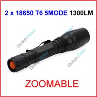 UltraFire XML-T6 Zoomable Focus LED 1300lumen Waterproof 18650 Camp Bicycle Flashlight Torch 5Mode