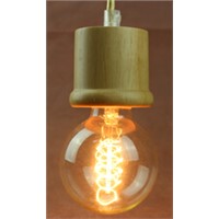 Best price light wood pendant light with colorful fabric cables