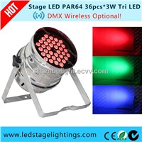 CE Approved LED PAR64 36pcs*3W Tri LED Professional Stage Lightings