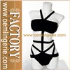 Wholesale Zip up Design Hot Sexi Girl Photo Black Stripe One Piece Swimwear