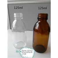 125ml Capacity Brown Clear Moulded Glass Medicine Bottle with Screw Cap for Syrup