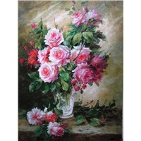 hand painted dry flower on vase oil painting