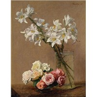 hand painted flower oil painting --white lily