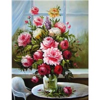 hand painted classical flower on canvas oil painting