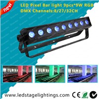 Pixel control LED Bar light 9pcs*9W Tri RGB LEDs,led disco light