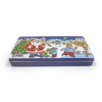 fancy hinged christmas chocolate tin with embossing