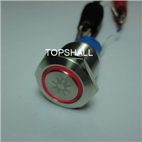 19mm Illuminated Automobile Stainless Steel Maintain Metal Push on Switch