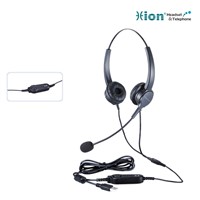 Binaural Noise Canceling Microphone Call Center Headset with USB plug