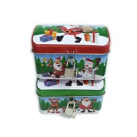 Xmas metal tin box for candy with lock