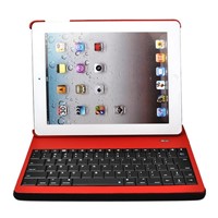 Wireless Bluetooth Keyboard And Leather Case Stand for ipad -Red