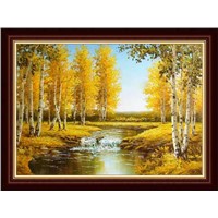 hand painted landscape oil painting---tree in the water
