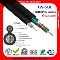 Armored aerial self-supporting fig 8 optical fiber cable