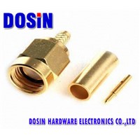 gold plated 50 ohm connector rp-sma plug type crimp for cable rg174