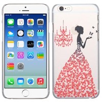 Butterfly Gown Embossed Painting Back Case with Diamonds for iPhone 6 4.7