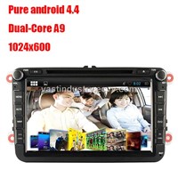 Android 4.4 in dash car dvd gps with 1024 x 600 resolution for Volkswagen VW with mirror link