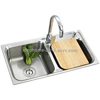 Double Bowls Stainless Steel Kitchen Sink with Good design(Model no.:8143AX)