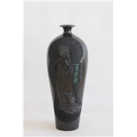 Shandong Longshan black pottery ceramic pottery vase retro ornaments, handicraft, Li Qingzhao