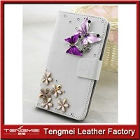 2015 Hot sales for iphone cases manufacturer custom diamonds Pearl PU leather slot wallet
