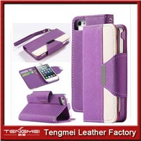 Dual Wallet PU Leather Book Flip Case Cover for Apple Phone 6