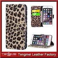 fashion leopard print phone case for Apple iphone 6 PU Leather Case Cover