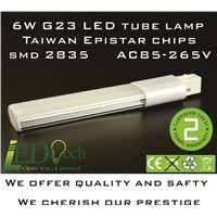 AC85-265V 6W G23 LED tube SMD 2835 G23 LED lamp Taiwan  Epistar G23 PL lamp G23 LED bulb
