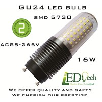 GU24 LED bulb AC85-265V 16W LED GU24 bulb SMD 5730 LED lamp GU24 beam angle 360 degree