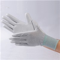 ESD Nylon Carbon White PU Coated Palm Fit Glove Antistatic Glove ESD Gloves