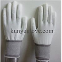 13 Guage white nylon liner with white pu coating gloves