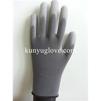 grey polyester pu dipping gloves antistatic glove
