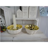Ceramic Candle Holders, Candlestick holders with gold