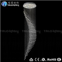 modern crystal long chandelier round pendant lamp stair lighting
