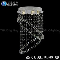LED steel crystal chandelier double  round pendant lamp ceiling light  for home decoration