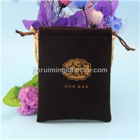 Custom Round Bottom Embossed Velvet Drawstring Pouch Bag