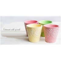 Embossed Ceramic Candle Cups, Candle Vessels