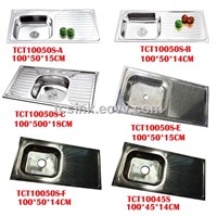 TCT10050S-A Inset Stainless Steel Kitchen Sink With 2 Faucet Holes Insert Type