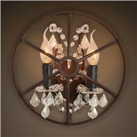 2015 Newest product Iron + Crystal vintage wall lamp