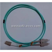 Patch Cord LC-SC OM3 OM4 Duplex Zipcord Aqua with Clips PVC LSZH