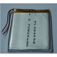 pl384052 3.7V 820mAh rechargeable lithium battery