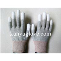 ESD conductive Copper Conductive Gloves, PU fingertip Coated Glove