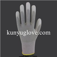 Dust Free ESD copper yarn/fiber antistatic PU coating  working Glove